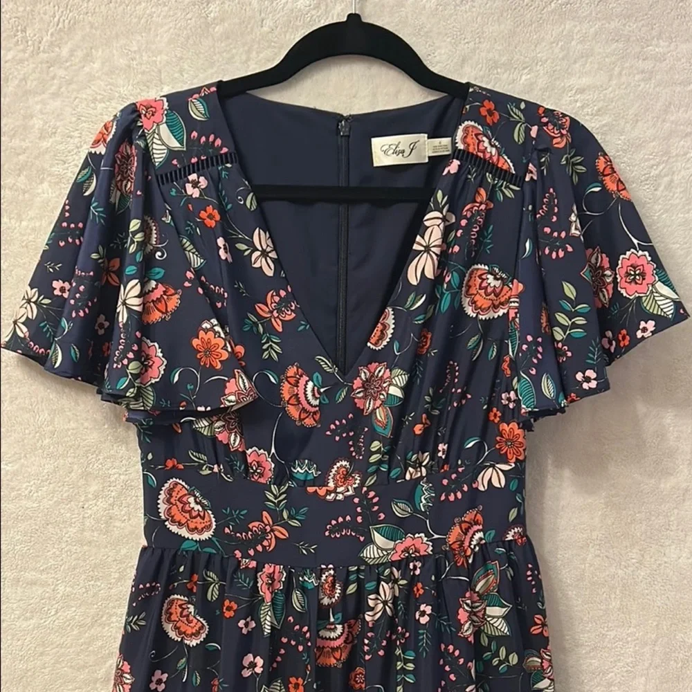 Eliza J Flutter Sleeve Tiered Fit & Flare Dress